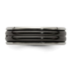 Edward Mirell Black Ti with Grey Titanium Edge .03 carat Diamond with Sterling Silver Bezel 7mm Band