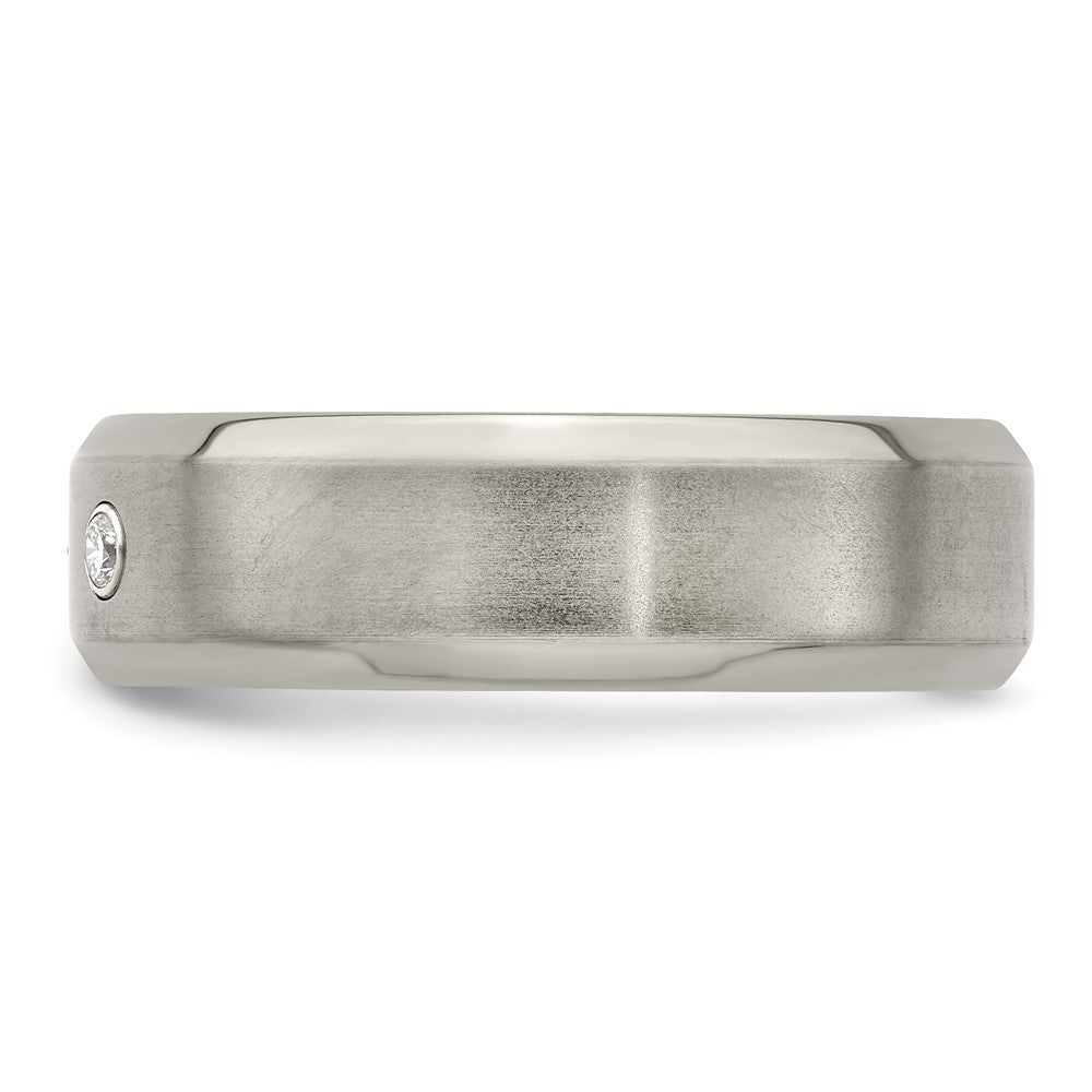 Edward Mirell Titanium Beveled .09 ct Dia w/Sterling Silver Bezel Band