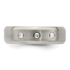 Edward Mirell Titanium Beveled .09 ct Dia w/Sterling Silver Bezel Band