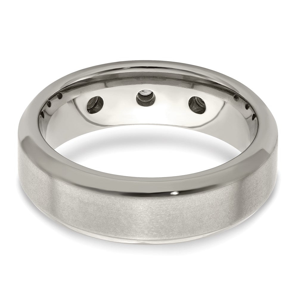 Edward Mirell Titanium Beveled .09 ct Dia w/Sterling Silver Bezel Band