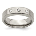 Edward Mirell Titanium Beveled .09 ct Dia w/Sterling Silver Bezel Band