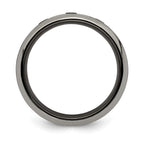 Edward Mirell Black Ti with Beveled Titanium Edge 1/10 carat Diamond with Sterling Silver Bezel 7mm Band