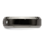 Edward Mirell Black Ti with Beveled Titanium Edge 1/10 carat Diamond with Sterling Silver Bezel 7mm Band