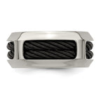 Edward Mirell Stainless Steel and Black Ti Double Cable 10.75mm Band