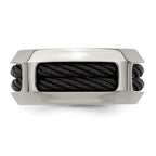 Edward Mirell Stainless Steel and Black Ti Double Cable 10.75mm Band
