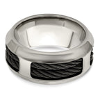 Edward Mirell Stainless Steel and Black Ti Double Cable 10.75mm Band