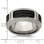 Edward Mirell Stainless Steel and Black Ti Double Cable 10.75mm Band