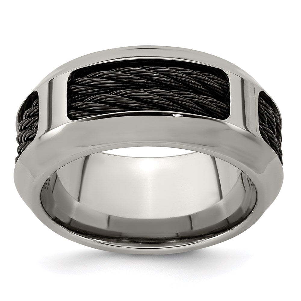 Edward Mirell Stainless Steel and Black Ti Double Cable 10.75mm Band