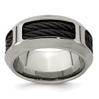 Edward Mirell Stainless Steel and Black Ti Double Cable 10.75mm Band