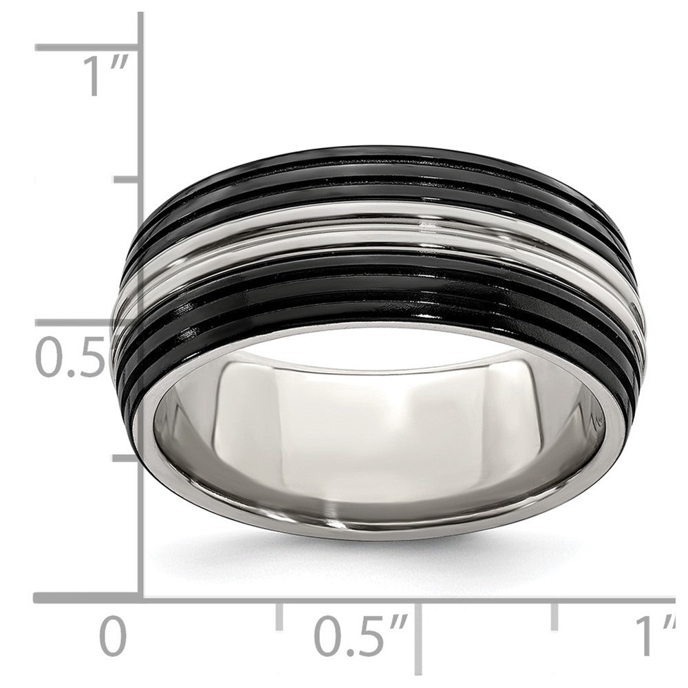 Edward Mirell Black Ti & Stainless Steel Polished 9mm Band