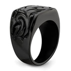 Edward Mirell Titanium Black Ti Casted Design Signet Ring