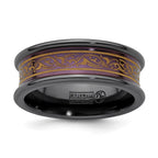 Edward Mirell Black Ti Copper-tone Anodized with Laser Pattern 8mm Concave Band