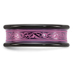 Edward Mirell Black Ti Pink Anodized with Laser Pattern 8mm Concave Band