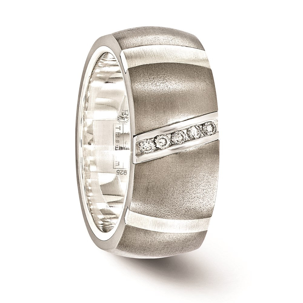 Edward Mirell Titanium & Sterling Silver .10ctw Diamond Ring