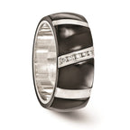 Edward Mirell BlackTi & Sterling Silver .10ctw Diamond Polished 10mm Ring