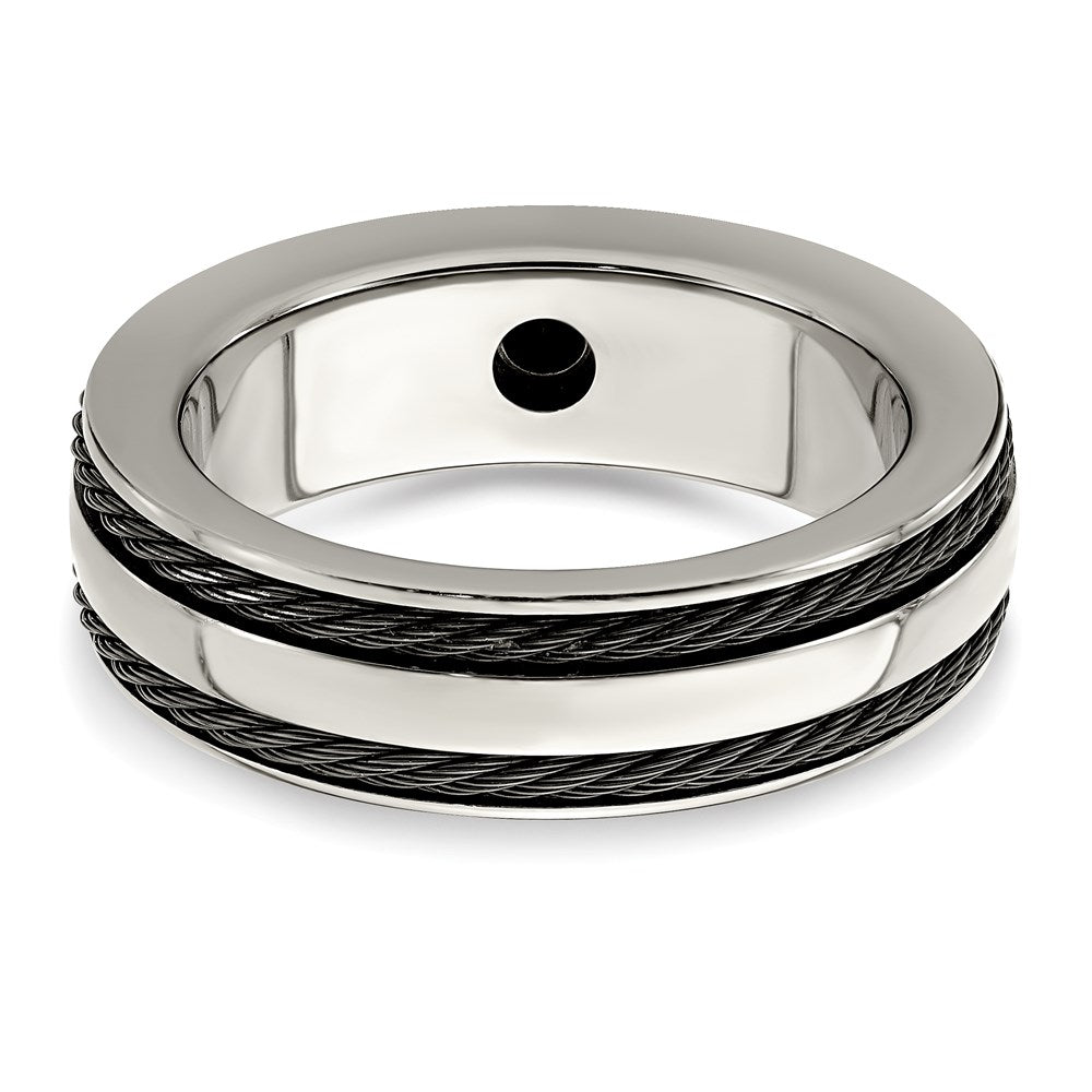 Edward Mirell Titanium Spinel w/Argentium Silver Bezel & Cable 7mm Ring