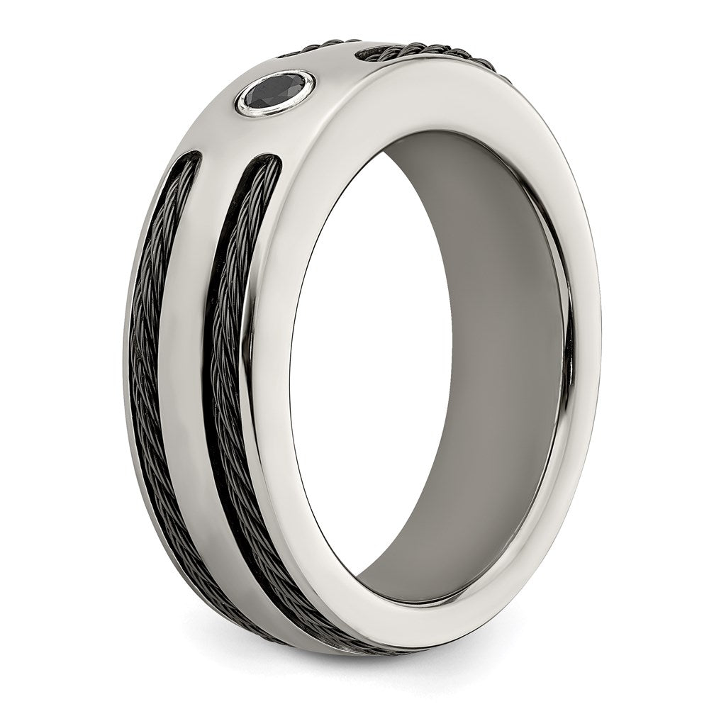 Edward Mirell Titanium Spinel w/Argentium Silver Bezel & Cable 7mm Ring