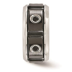 Edward Mirell Black Ti Stainless Steel Silver Bezel Black Spinel Ring