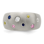 Edward Mirell Titanium Multi-color Sapphire Sterling Silver Bezels Ring