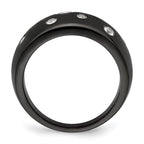 Edward Mirell Black Ti White Sapphire w/Sterling Silver Bezels 12mm Ring
