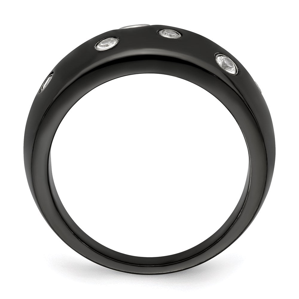 Edward Mirell Black Ti White Sapphire w/Sterling Silver Bezels 12mm Ring