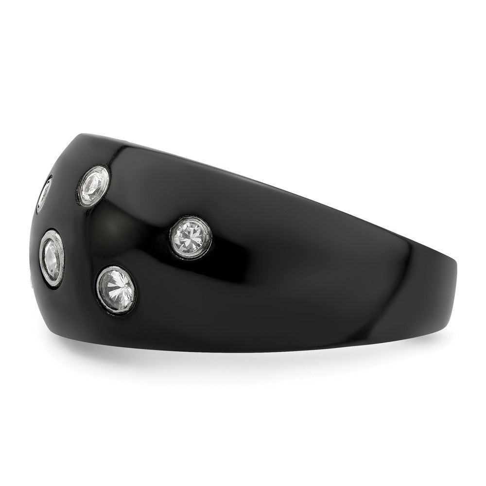 Edward Mirell Black Ti White Sapphire w/Sterling Silver Bezels 12mm Ring