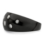Edward Mirell Black Ti White Sapphire w/Sterling Silver Bezels 12mm Ring