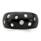 Edward Mirell Black Ti White Sapphire w/Sterling Silver Bezels 12mm Ring