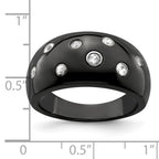 Edward Mirell Black Ti White Sapphire w/Sterling Silver Bezels 12mm Ring