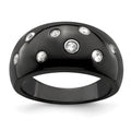 Edward Mirell Black Ti White Sapphire w/Sterling Silver Bezels 12mm Ring