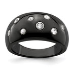 Edward Mirell Black Ti White Sapphire w/Sterling Silver Bezels 12mm Ring