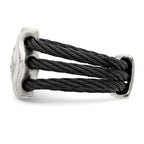 Edward Mirell Black Ti w/Sterling Silver Black Spinel Cable Flexible Ring