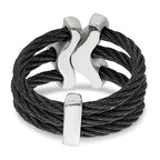 Edward Mirell Black Ti w/Sterling Silver Black Spinel Cable Flexible Ring