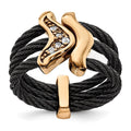 Edward Mirell Black Ti & Bronze Cable White Sapphire Cable Flexible Ring