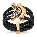 Edward Mirell Black Ti & Bronze Cable White Sapphire Cable Flexible Ring