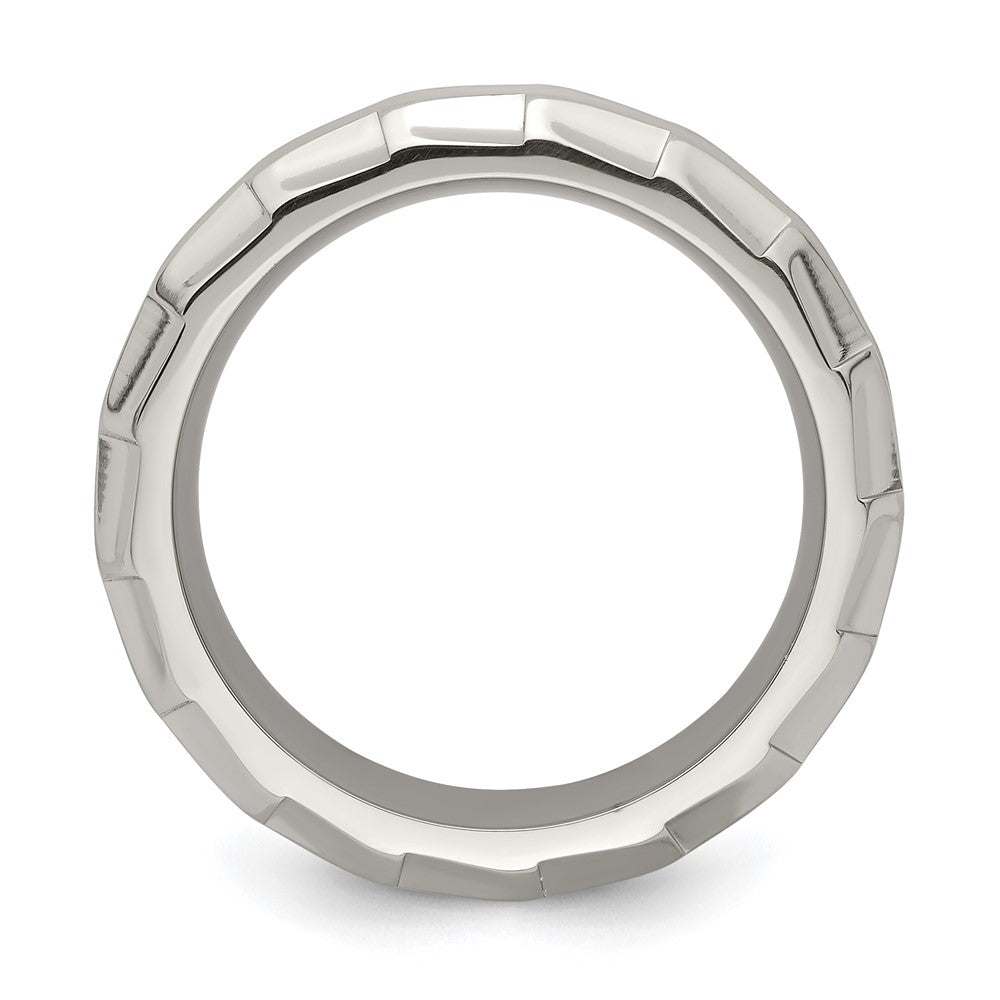 Edward Mirell Titanium Faceted Edge Brushed/Polished 8mm Concave Band
