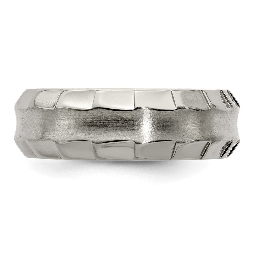 Edward Mirell Titanium Faceted Edge Brushed/Polished 8mm Concave Band