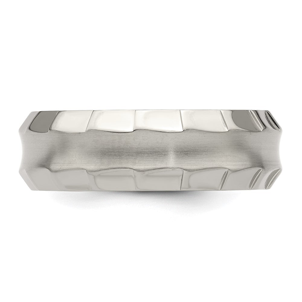 Edward Mirell Titanium Faceted Edge Brushed/Polished 8mm Concave Band