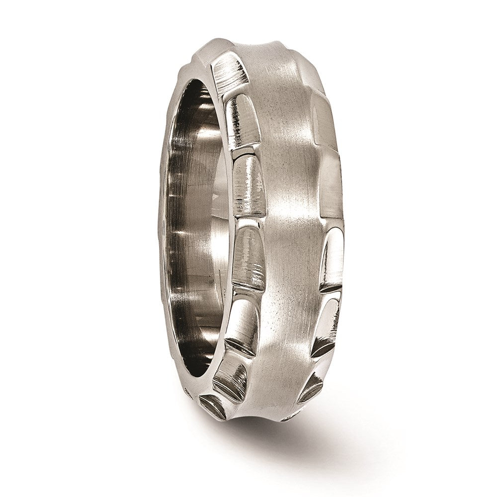 Edward Mirell Titanium Faceted Edge Brushed/Polished 8mm Concave Band