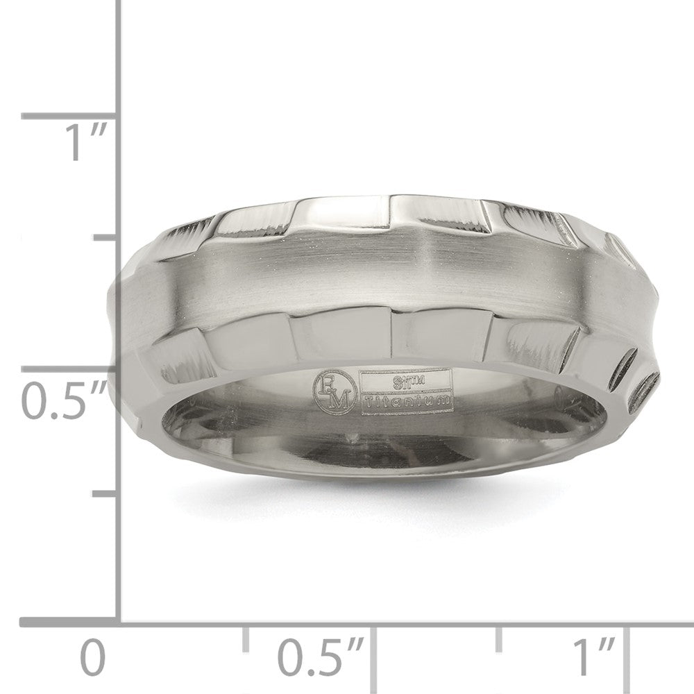 Edward Mirell Titanium Faceted Edge Brushed/Polished 8mm Concave Band