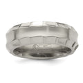 Edward Mirell Titanium Faceted Edge Brushed/Polished 8mm Concave Band