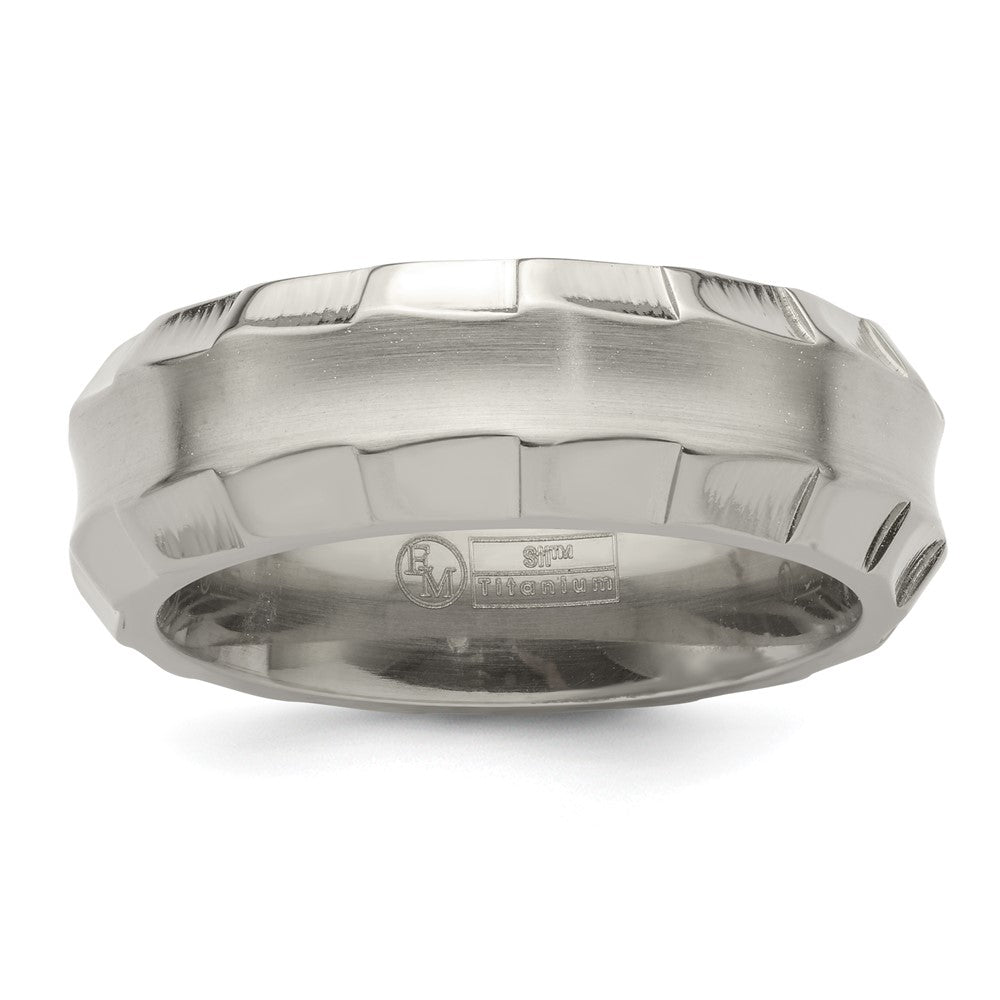 Edward Mirell Titanium Faceted Edge Brushed/Polished 8mm Concave Band
