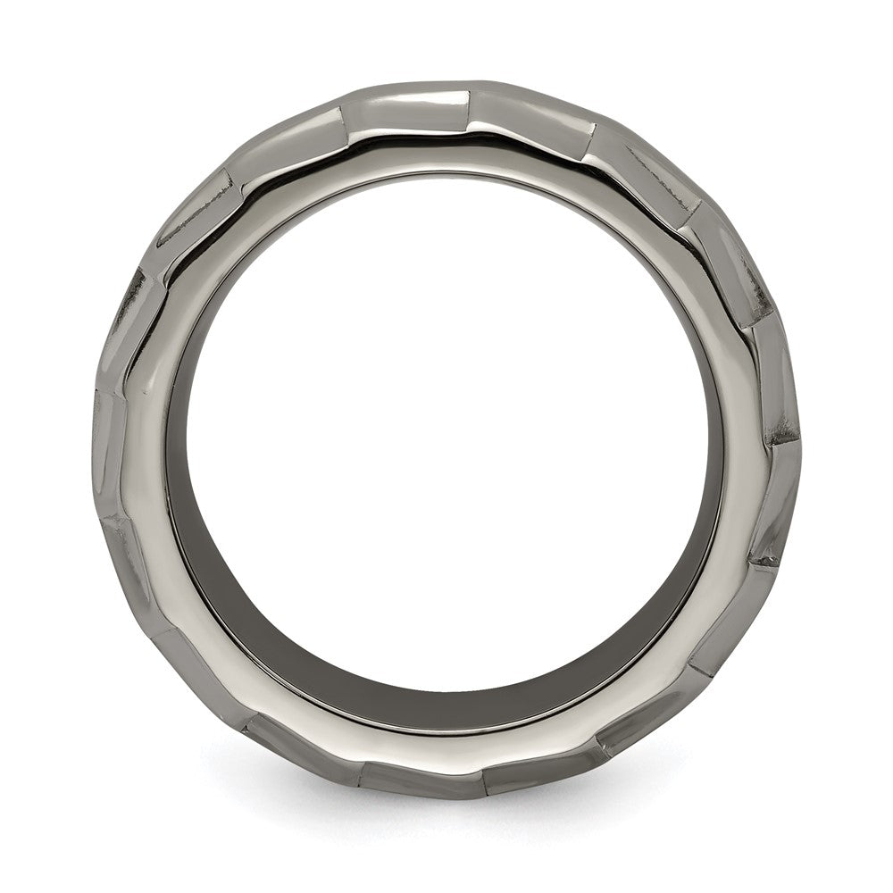 Edward Mirell Titanium Faceted Edge Brushed/Polished 12mm Concave Band