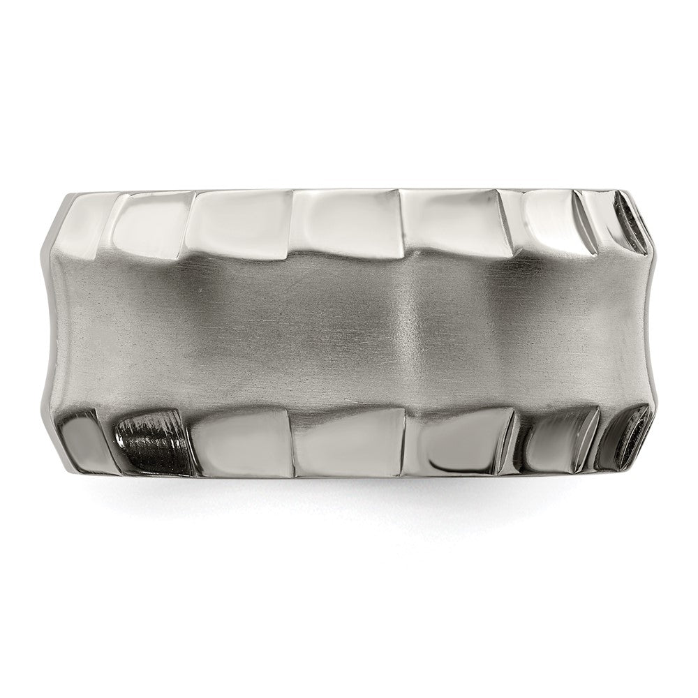 Edward Mirell Titanium Faceted Edge Brushed/Polished 12mm Concave Band