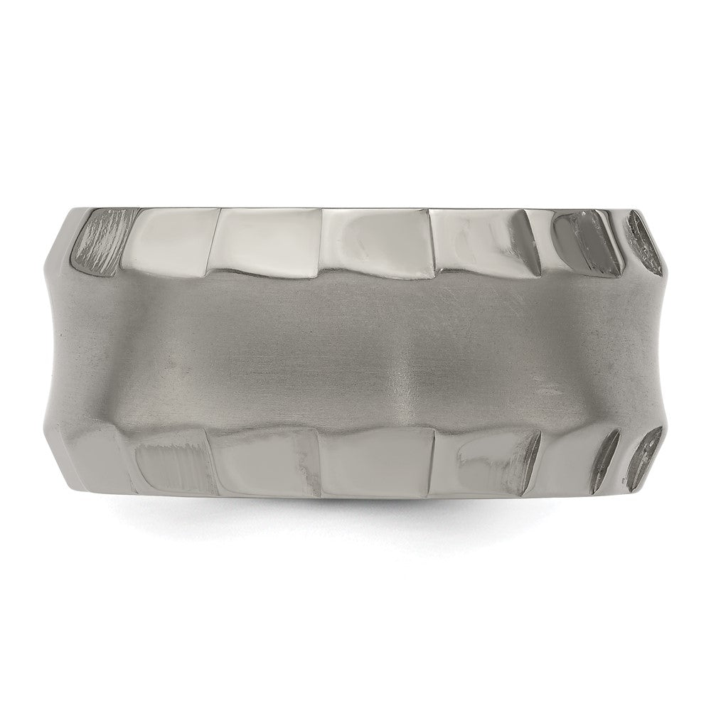 Edward Mirell Titanium Faceted Edge Brushed/Polished 12mm Concave Band