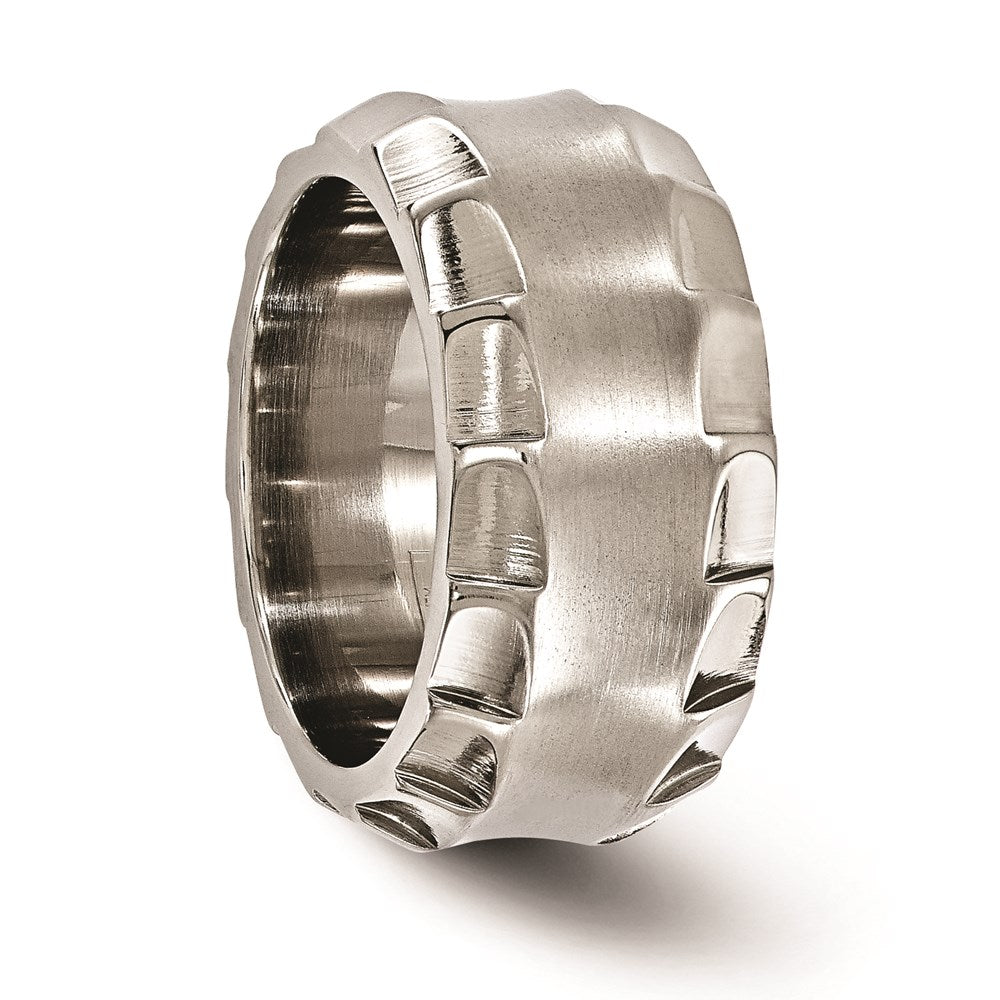 Edward Mirell Titanium Faceted Edge Brushed/Polished 12mm Concave Band