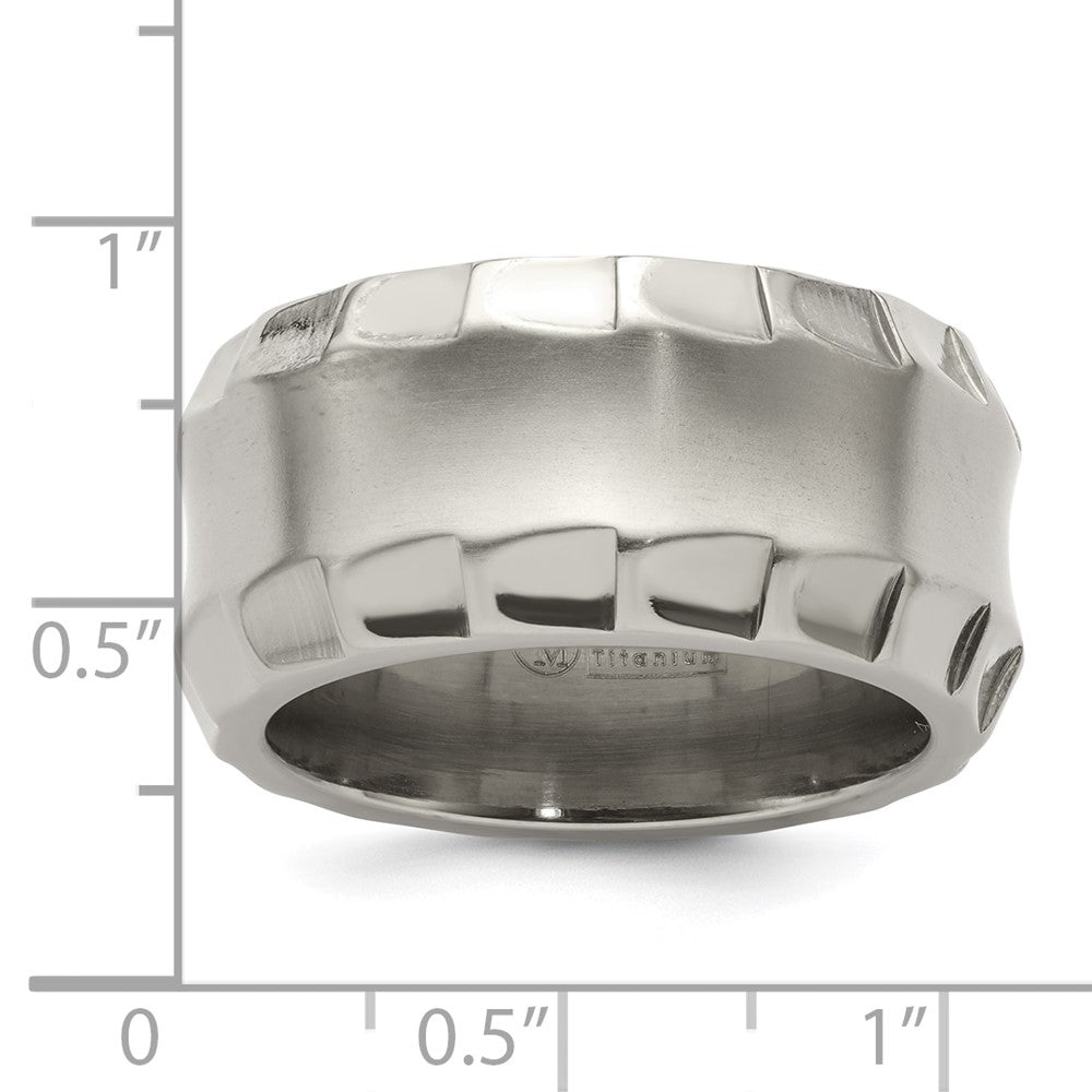 Edward Mirell Titanium Faceted Edge Brushed/Polished 12mm Concave Band