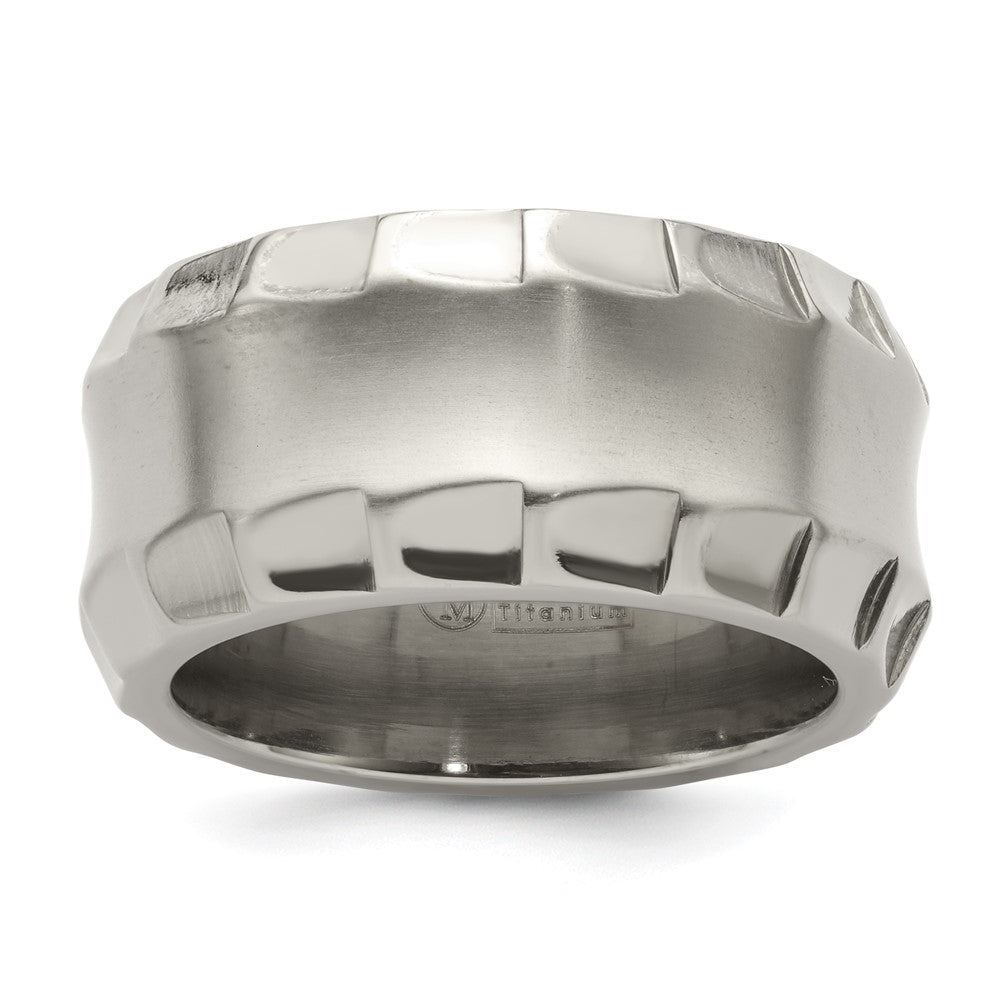 Edward Mirell Titanium Faceted Edge Brushed/Polished 12mm Concave Band