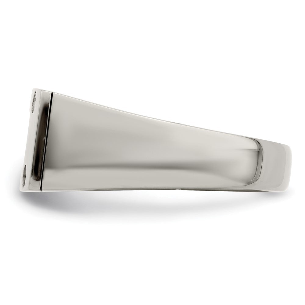 Edward Mirell Titanium Brown Leather Insert Polished Ring