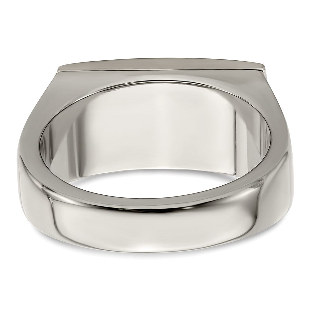 Edward Mirell Titanium Brown Leather Insert Polished Ring